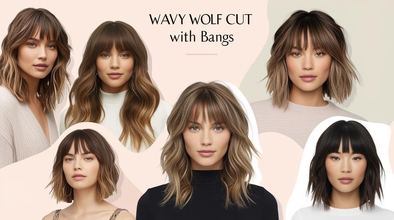 Wavy Wolf Cuts With Bangs